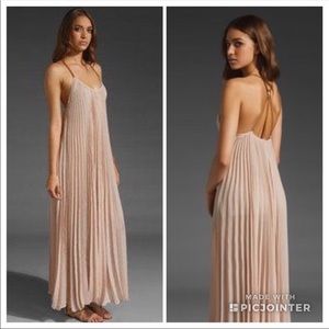BCBGMAXAZRIA Beige Maxi Pleated Edita Dress